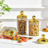 Set Of 3 Transparent Sealed Jar With Golden Lid - Image 2