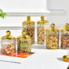 Set Of 3 Transparent Sealed Jar With Golden Lid - Image 7