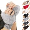 Stylish Faux Rabbit Hair Fur Gloves For Women - Image 4