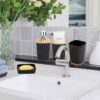 6 Pcs Washroom Set With Wooden Lid Plastic - Image 6