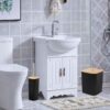 6 Pcs Washroom Set With Wooden Lid Plastic - Image 5
